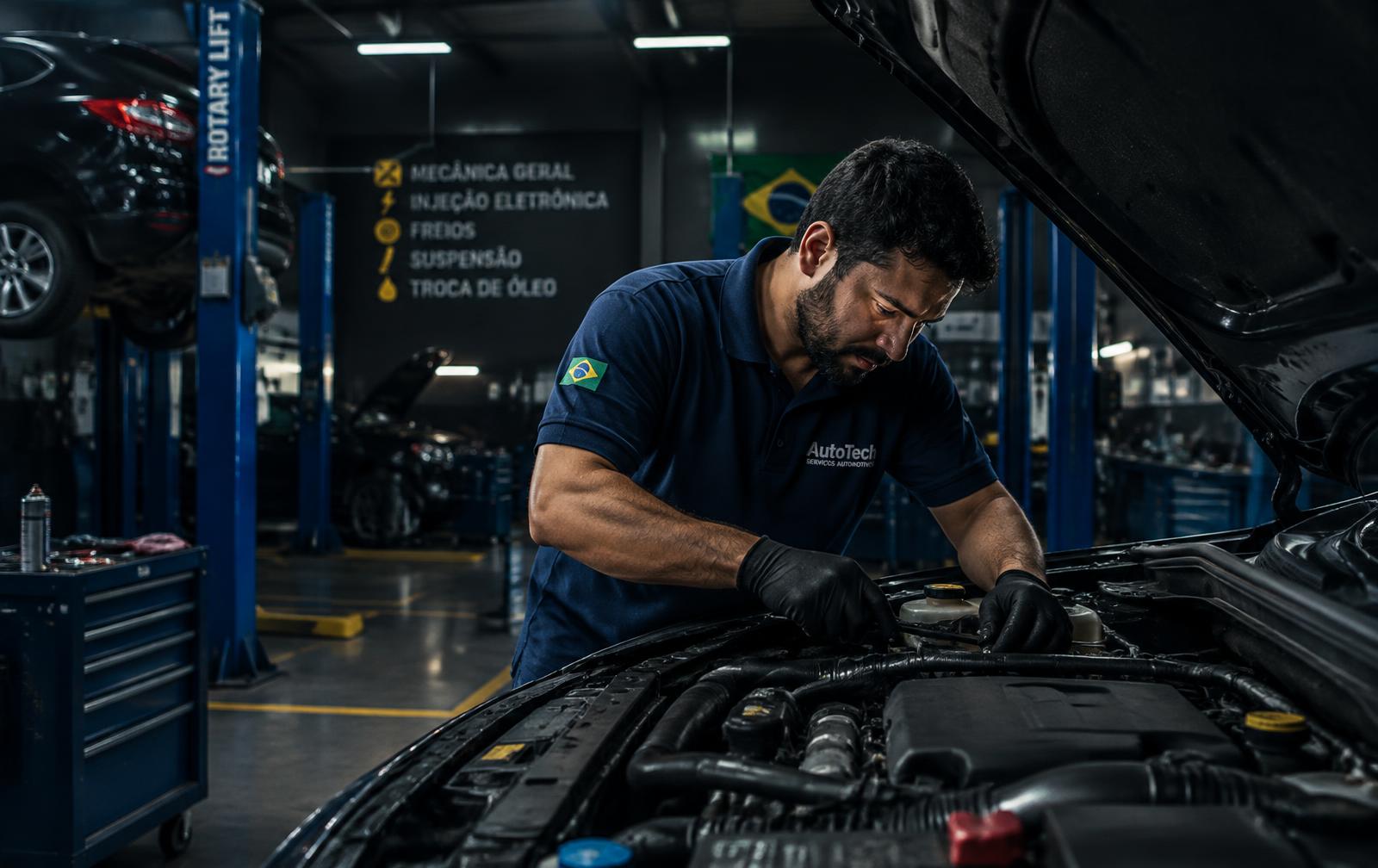 Mecânico da Pro-Rod trabalhando no motor de um carro